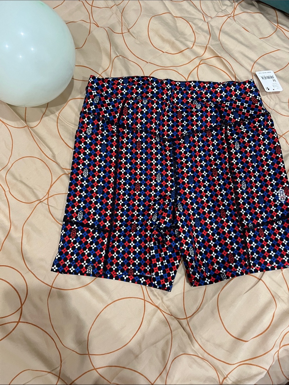 FP Movement by Free People Red & Blue Geo Print High-Rise Athletic Shorts